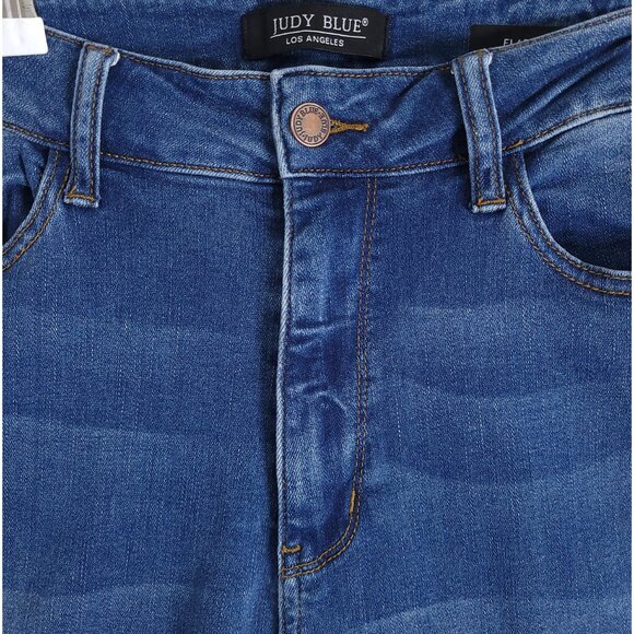 JUDY BLUE 16W Flare Fit High Waist Jeans JB88172 Medium Wash Lightly Distressed - Picture 4 of 13